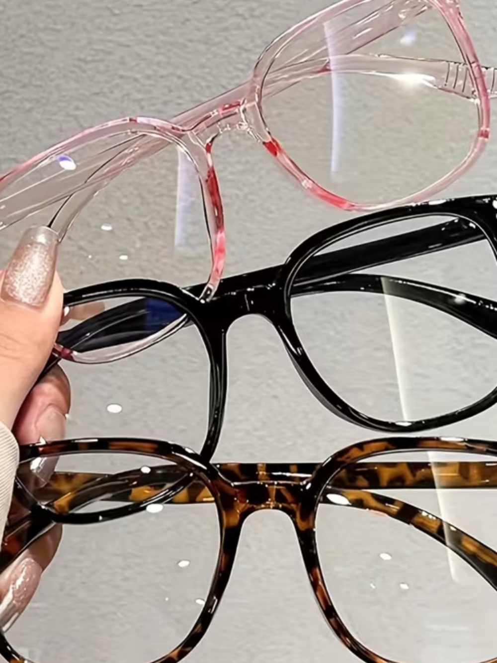 Three Trendy Clear Pink, Black & Tortoiseshell Eyeglass Frames